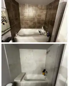 Here is a bathtub and tile upgrade we recently completed. #design #renovation #contractors #tile #tileinstallation #t...